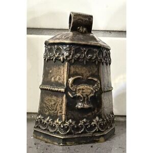 Vintage Primitive Cast Iron Cow Bull Steer Bell Clapper Metal Tribal
